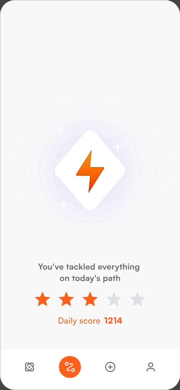 Path done: the reward lands before the app lets you go.