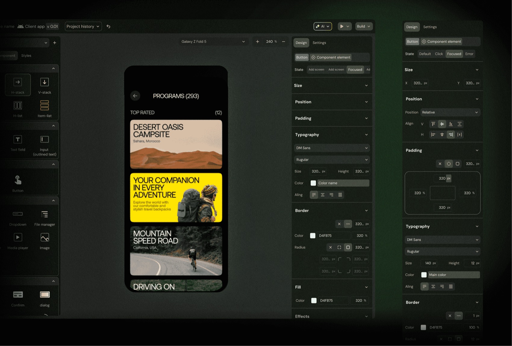 design mode · live phone preview